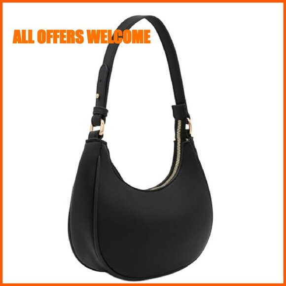 Small Crescent Shoulder Bag Underarm Purse PU Leather Lightweight - Picture 4 of 8